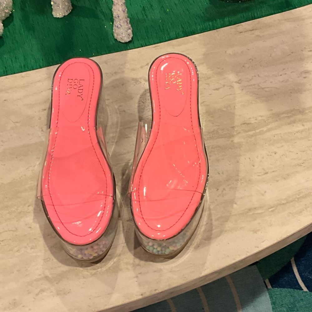 Chic Pink and Clear Platform Shoes - Picture 2 of 4